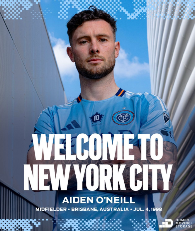 El New York City FC anunció hoy la contratación del mediocampista Aiden O’Neill